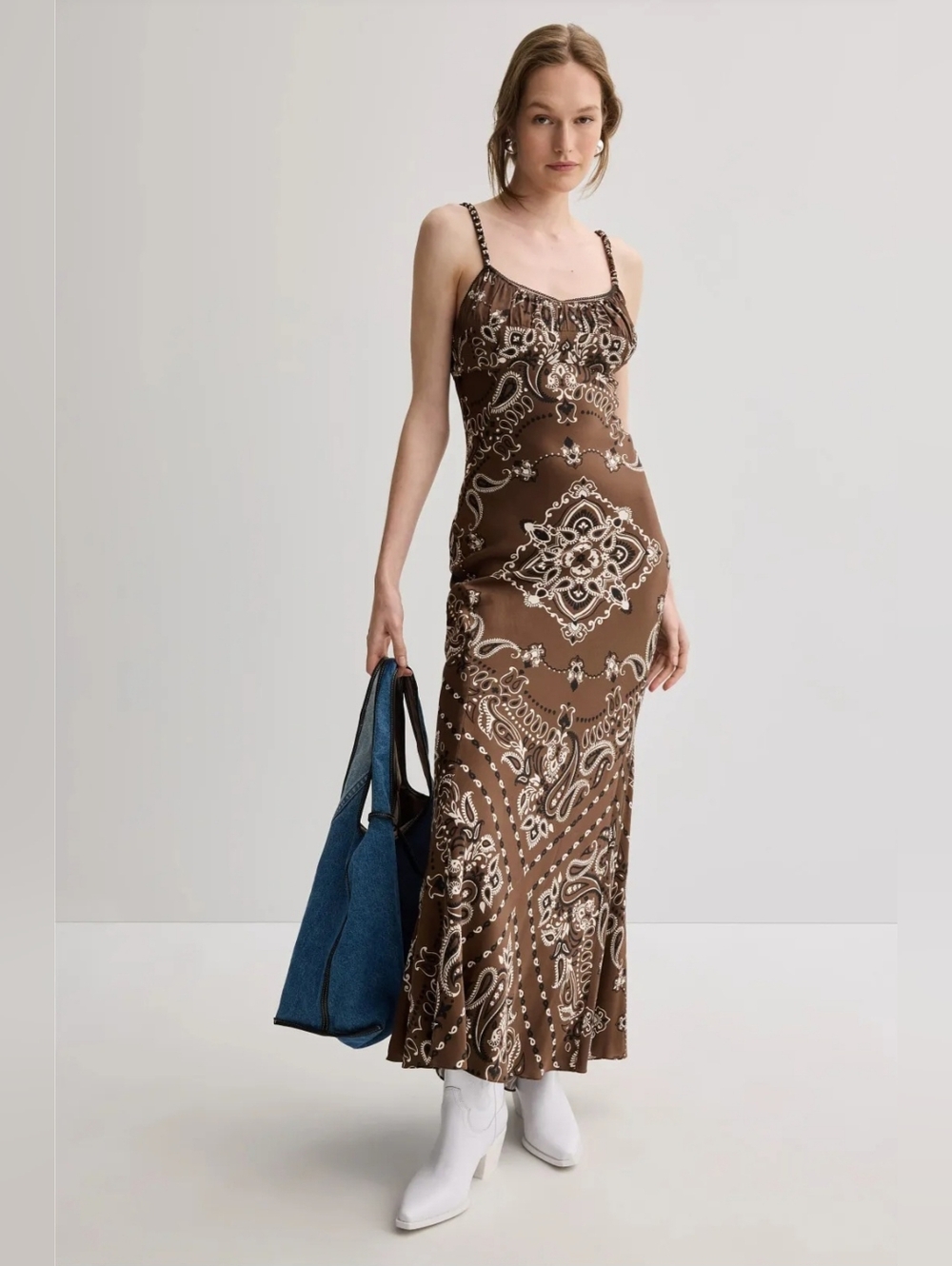 Sandro Women's Brown Bandana Print Midi Dress, Size 8 US/40 FR, $455 - Picture 2 of 15